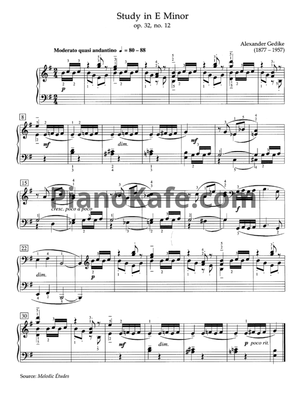 Ноты Александр Гедике - Этюд Ми-минор (Op. 32, №12) - PianoKafe.com