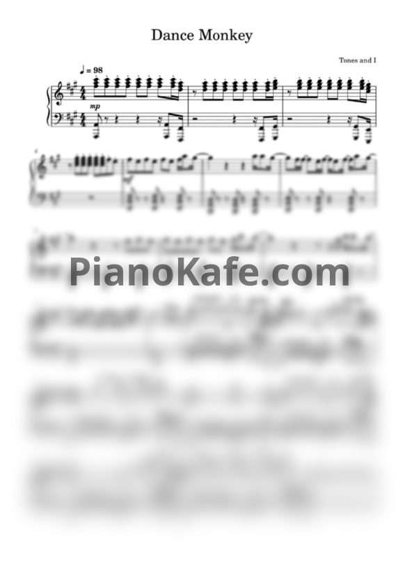 Ноты Tones and I - Dance monkey (Piano cover) - PianoKafe.com