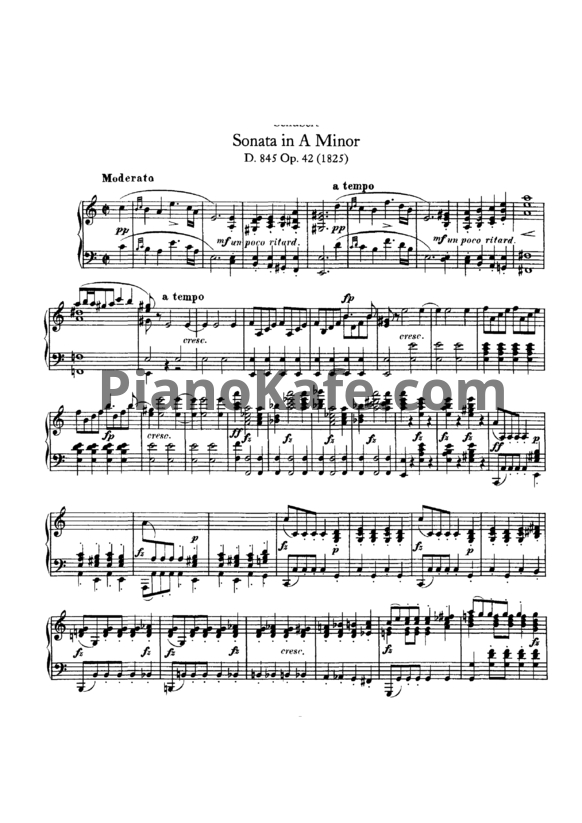 Ноты Франц Шуберт - Соната ля минор (D. 845, Op. 42) - PianoKafe.com