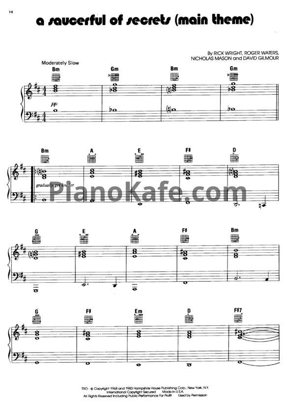 Ноты Pink Floyd - A saucerful of secrets (Main theme) - PianoKafe.com