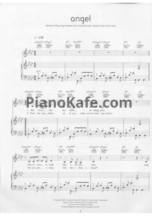 Ноты The Corrs - Angel - PianoKafe.com