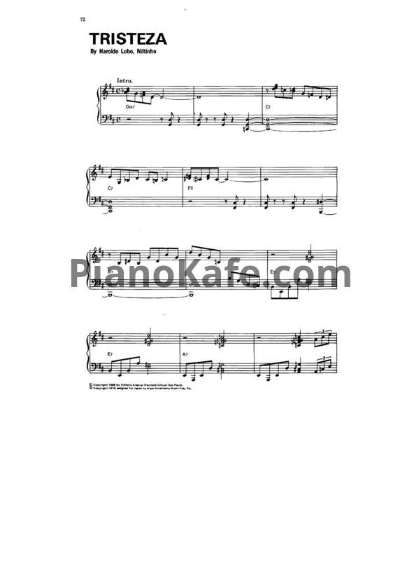 Ноты Oscar Peterson - Tristeza - PianoKafe.com