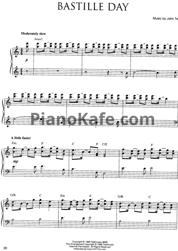 Ноты John Tesh - Bastille day - PianoKafe.com