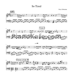 Ноты Ozzy Osbourne - So tired - предпросмотр