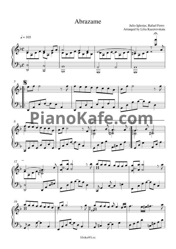 Ноты Julio Iglesias - Abrazame (Giants of Latin) - PianoKafe.com