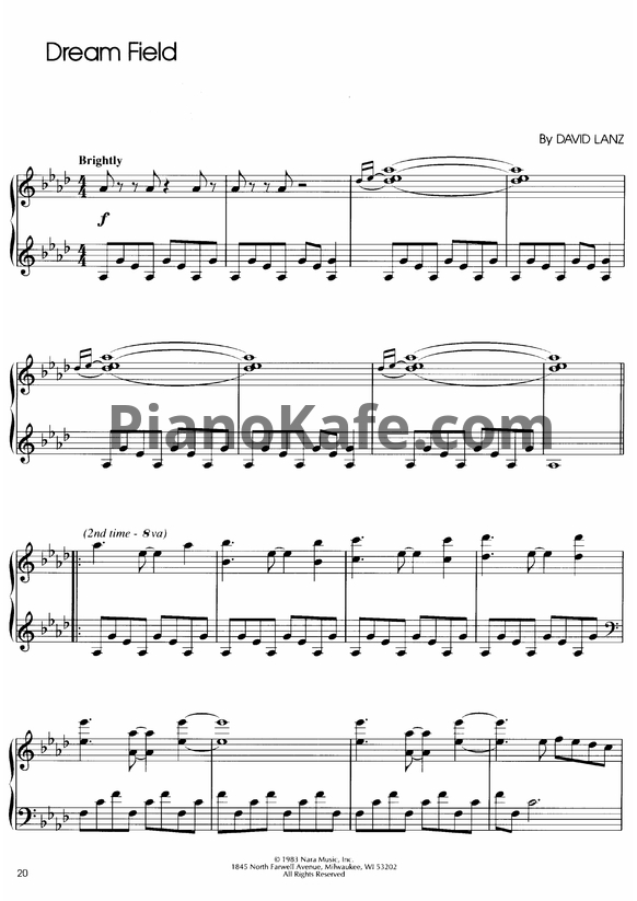 Ноты David Lanz - Dream field - PianoKafe.com