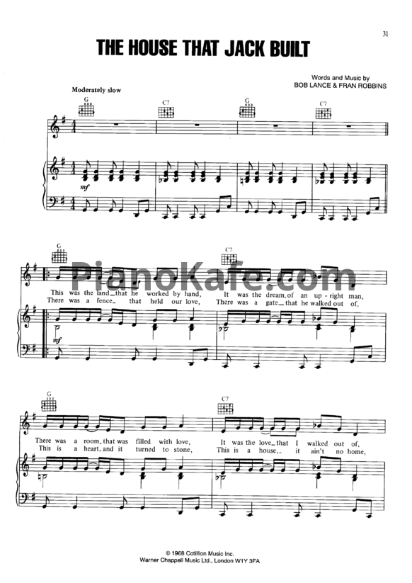 Ноты Aretha Franklin - The house that Jack built - PianoKafe.com
