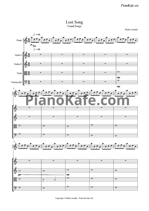Ноты Olafur Arnalds - Lost song (Партитура) - PianoKafe.com