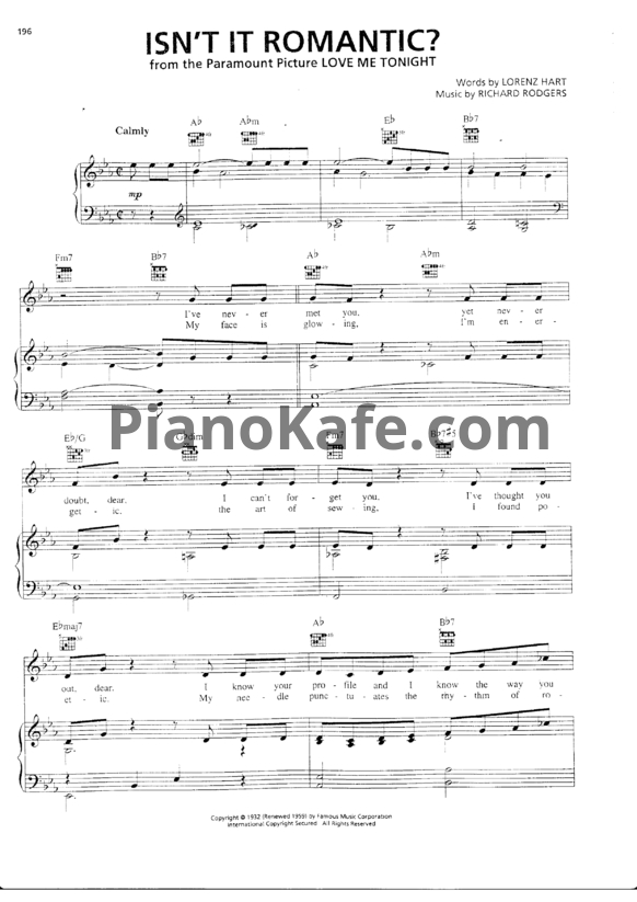 Ноты Richard Rodgers - Isn't it romantic - PianoKafe.com
