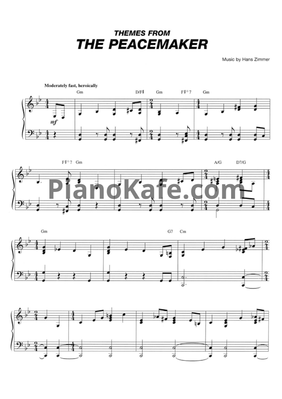 Ноты Hans Zimmer - Theme from The peacemaker - PianoKafe.com