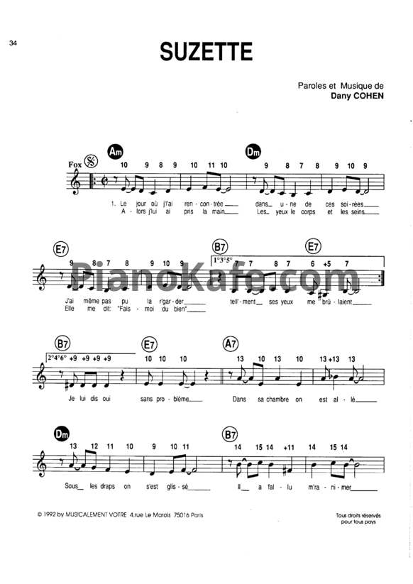 Ноты Dany Brillant - Suzette - PianoKafe.com