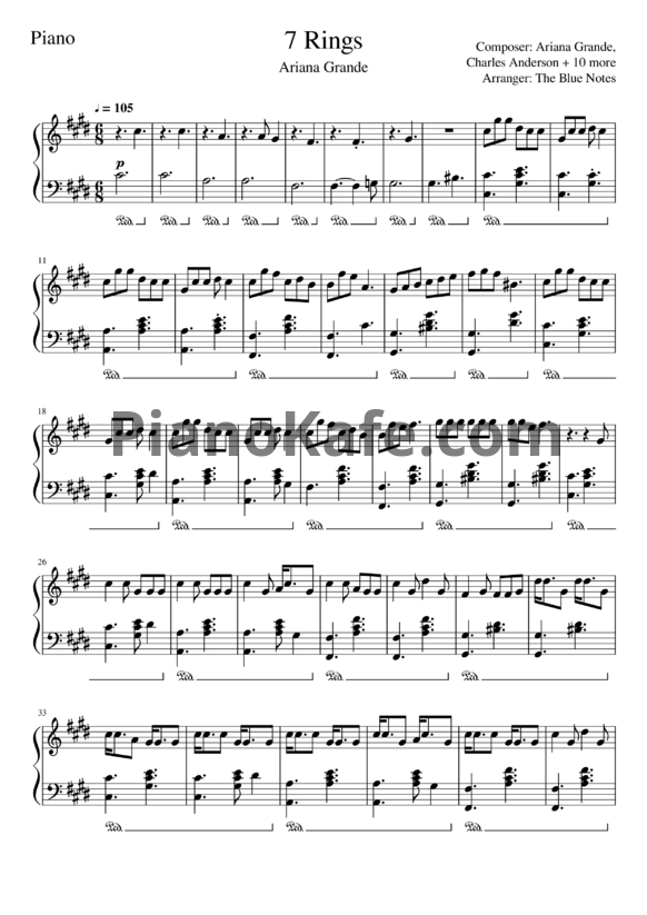Ноты Ariana Grande - 7 rings - PianoKafe.com