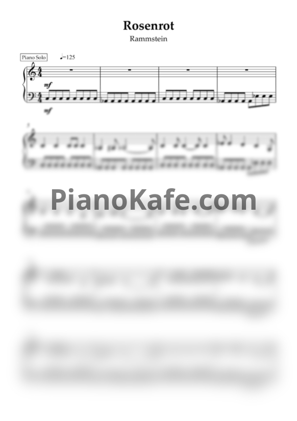 Ноты Rammstein - Rosenrot - PianoKafe.com