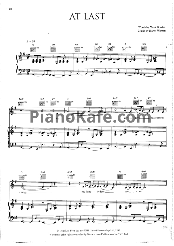 Ноты Etta James - At Last - PianoKafe.com