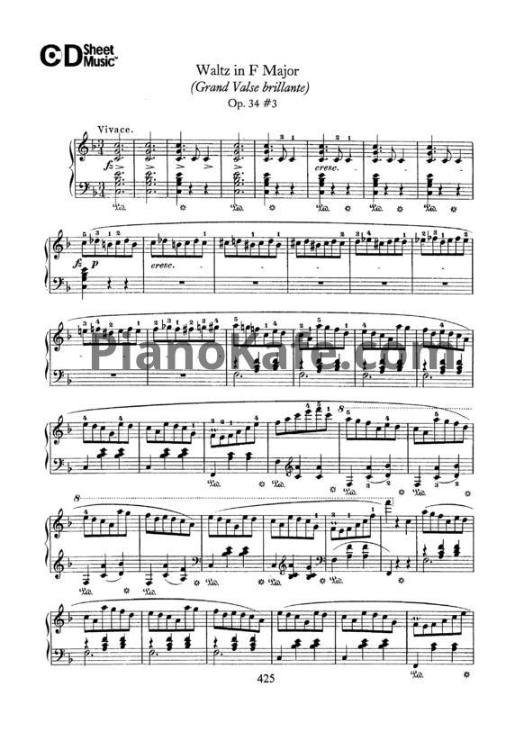 Ноты Ф. Шопен - Вальс №4 фа мажор (Op. 34, № 3) - PianoKafe.com