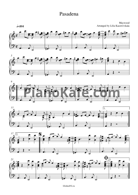 Ноты Maywood - Pasadena - PianoKafe.com
