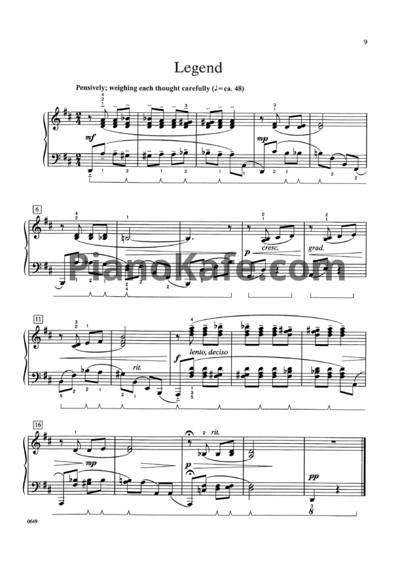 Ноты William Gillock - Legend - PianoKafe.com
