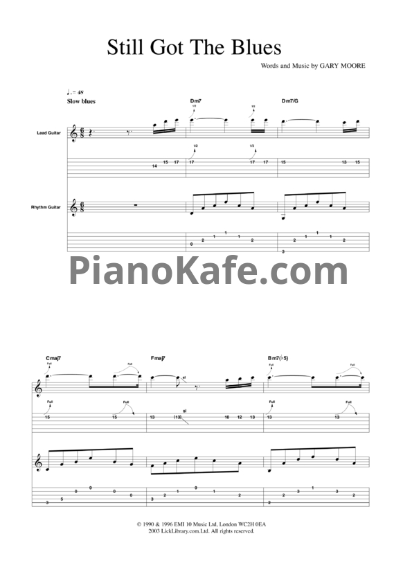 Ноты Gary Moore - Still got the blues - PianoKafe.com