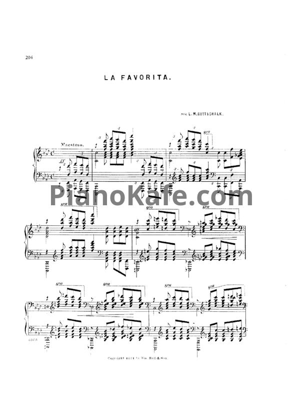 Ноты Луи Моро Готшалк - La favorita (Op. 68) - PianoKafe.com