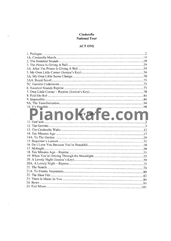 Ноты Cinderella (Tour Score) - PianoKafe.com