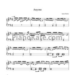 Ноты Justin Bieber - Anyone - предпросмотр