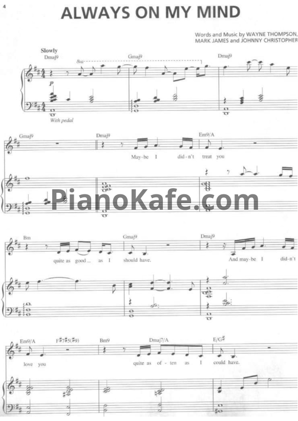 Ноты Michael Buble - Always on my mind - PianoKafe.com