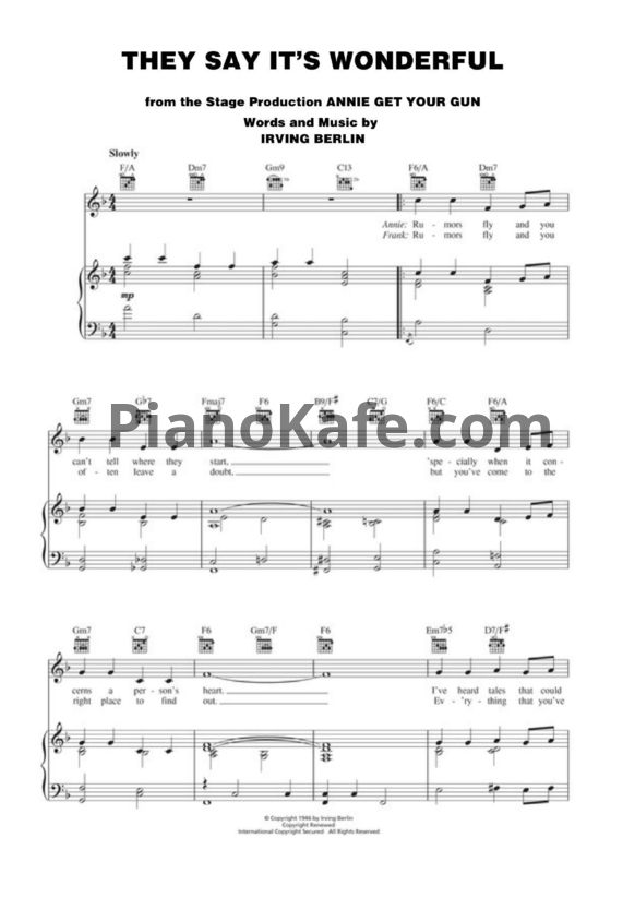 Ноты Irving Berlin - They say it's wonderful - PianoKafe.com