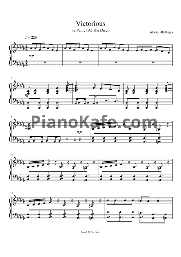 Ноты Panic! At The Disco - Victorious - PianoKafe.com