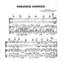 Ноты Radiohead - Paranoid android - предпросмотр