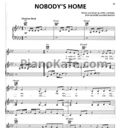 Ноты Avril Lavigne - Nobody's home - предпросмотр