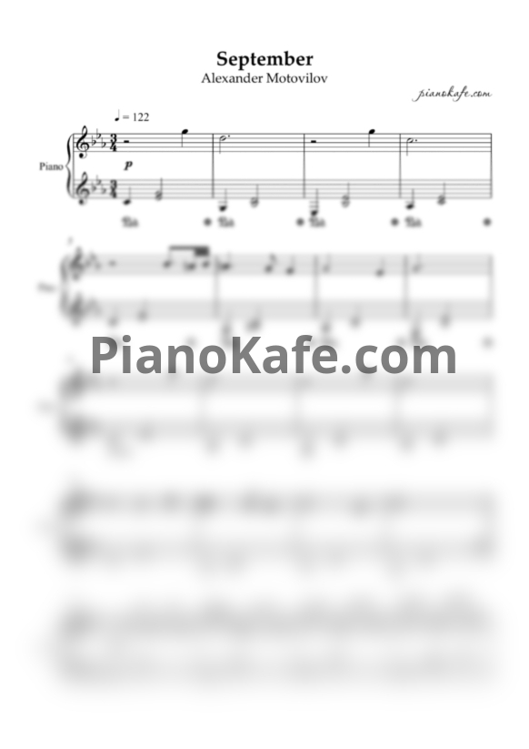 Ноты Alexandr Motovilov - September (Piano cover) - PianoKafe.com