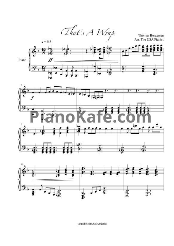 Ноты Thomas Bergersen - That's a wrap - PianoKafe.com