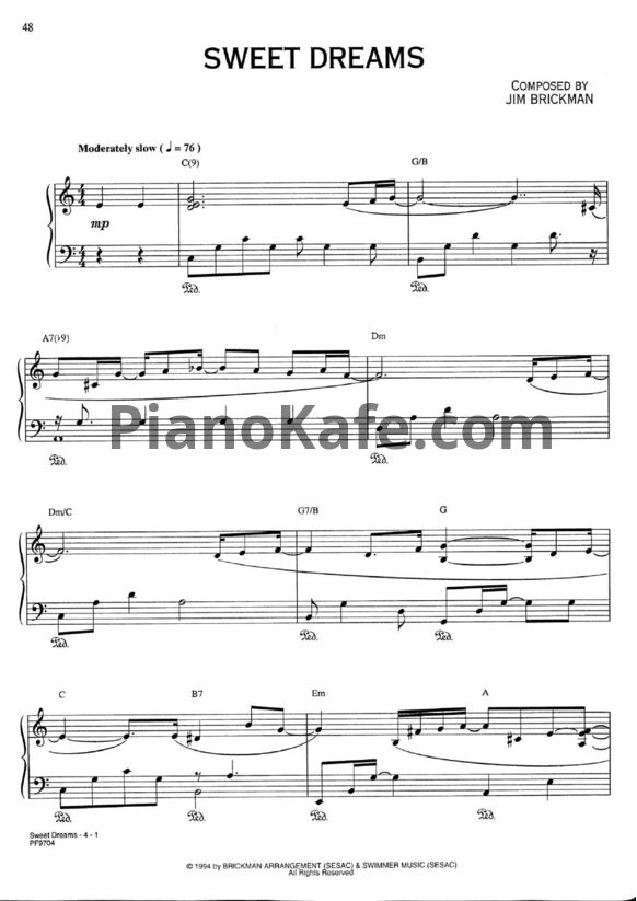 Ноты Jim Brickman - Sweet dreams - PianoKafe.com
