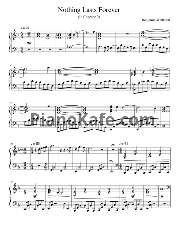 Ноты Benjamin Wallfisch - Nothing lasts forever - PianoKafe.com