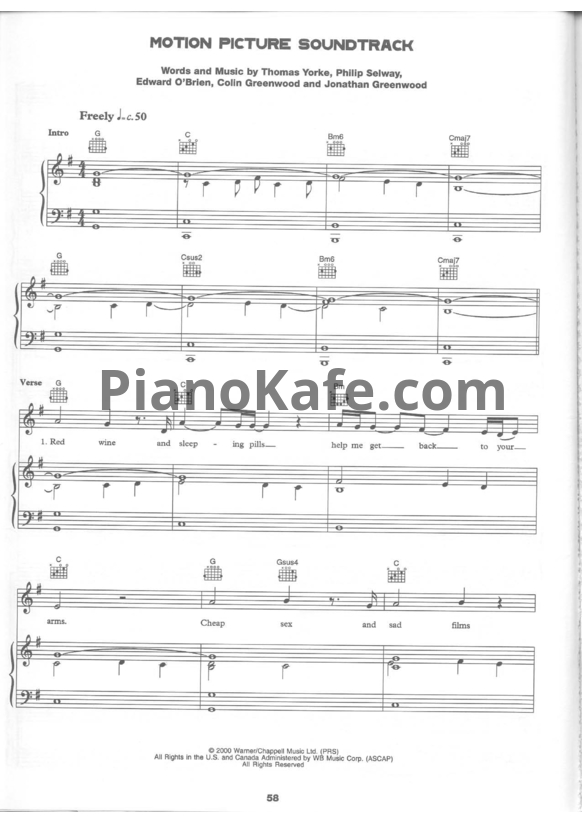 Ноты Radiohead - Motion picture soudtrack - PianoKafe.com