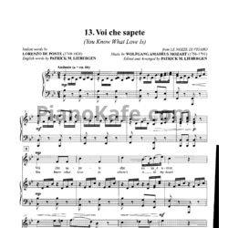 Ноты В. Моцарт - Ария Керубино "Voi che sapete" - предпросмотр