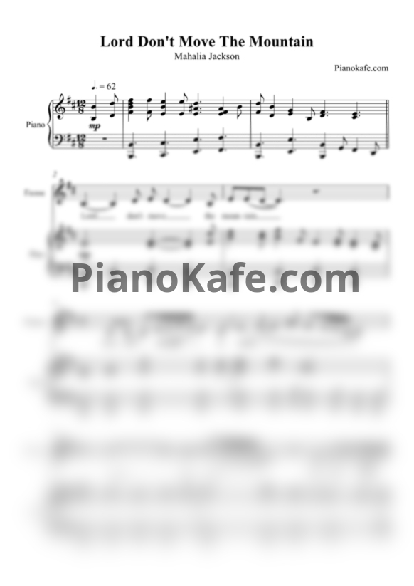 Ноты Mahalia Jackson - Lord don't move the mountain (B minor) - PianoKafe.com