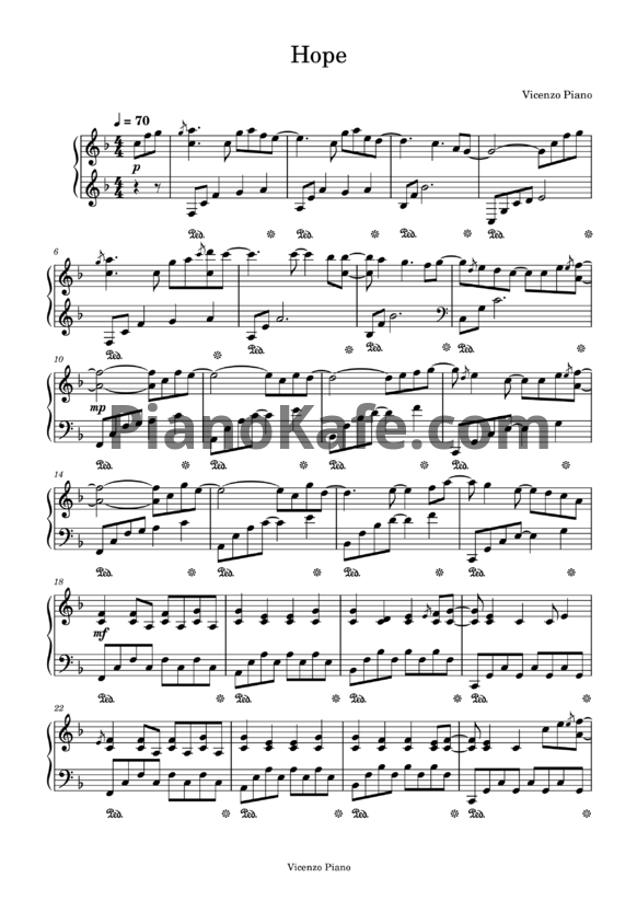 Ноты Vicenzo Piano - Hope - PianoKafe.com