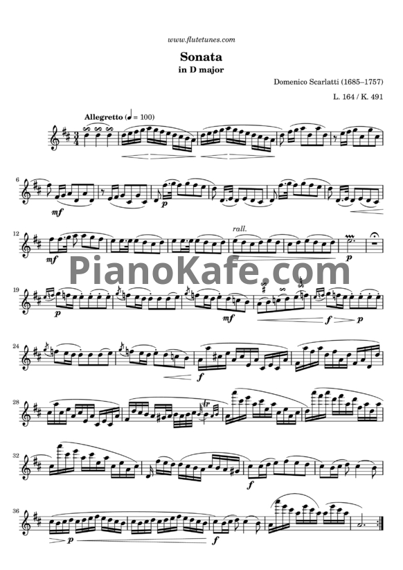 Ноты Д. Скарлатти - Соната K491//L164 - PianoKafe.com