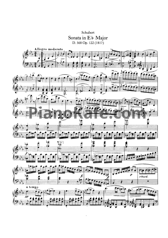 Ноты Франц Шуберт - Соната ми-бемоль мажор (D. 568, Op. 122) - PianoKafe.com