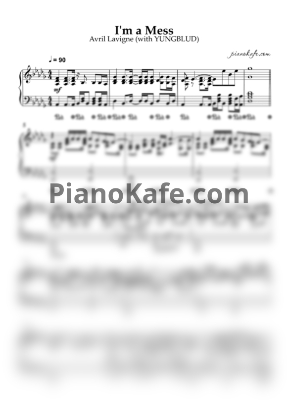 Ноты Avril Lavigne, YUNGBLUD - I'm a Mess (Piano cover) - PianoKafe.com