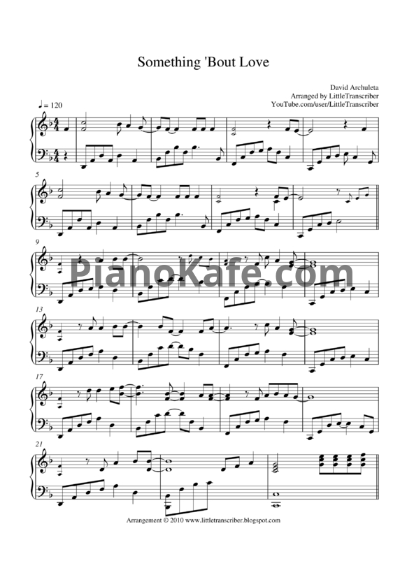 Ноты David Archuleta - Something 'Bout Love - PianoKafe.com