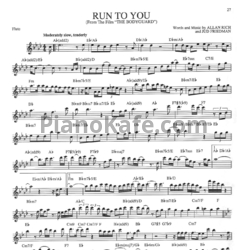 Ноты Whitney Houston - Run to you (Переложение для флейты) - предпросмотр