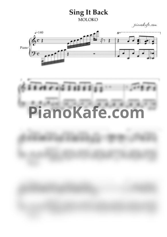 Ноты MOLOKO - Sing it back (1930's remix) - PianoKafe.com