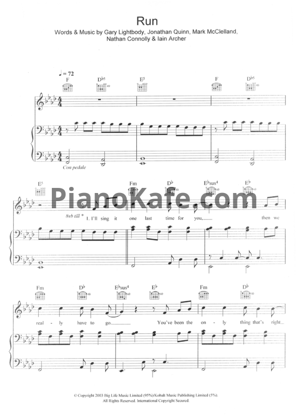 Ноты Leona Lewis - Run - PianoKafe.com
