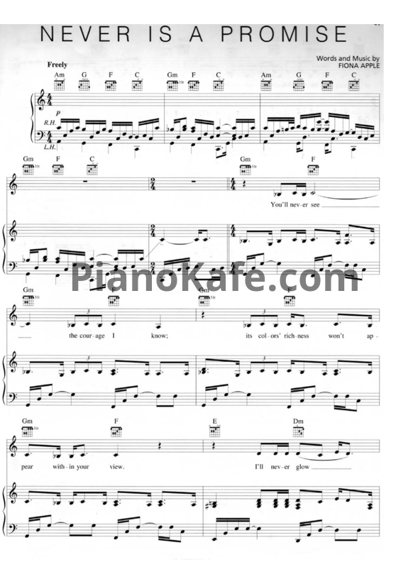 Ноты Fiona Apple - Never is a promise - PianoKafe.com