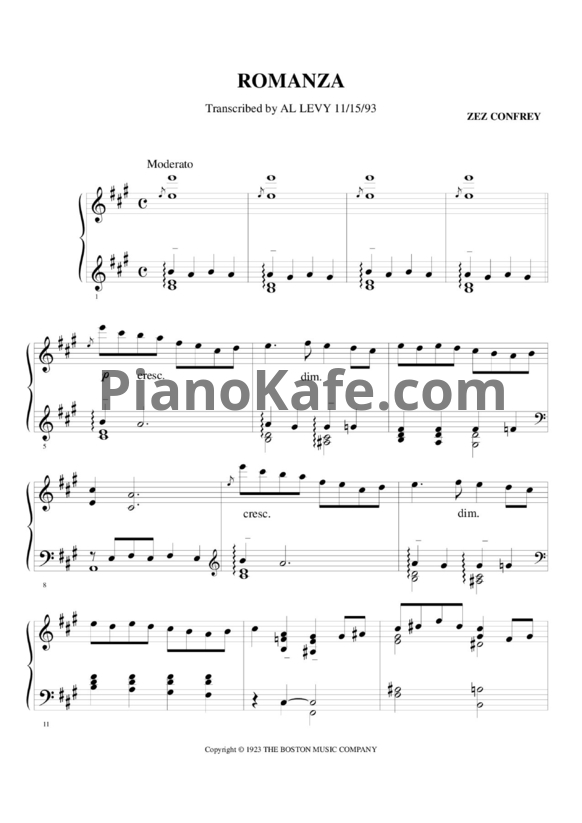 Ноты Zez Confrey - Romanza - PianoKafe.com