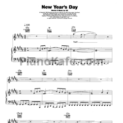 Ноты U2 - New Years day - предпросмотр