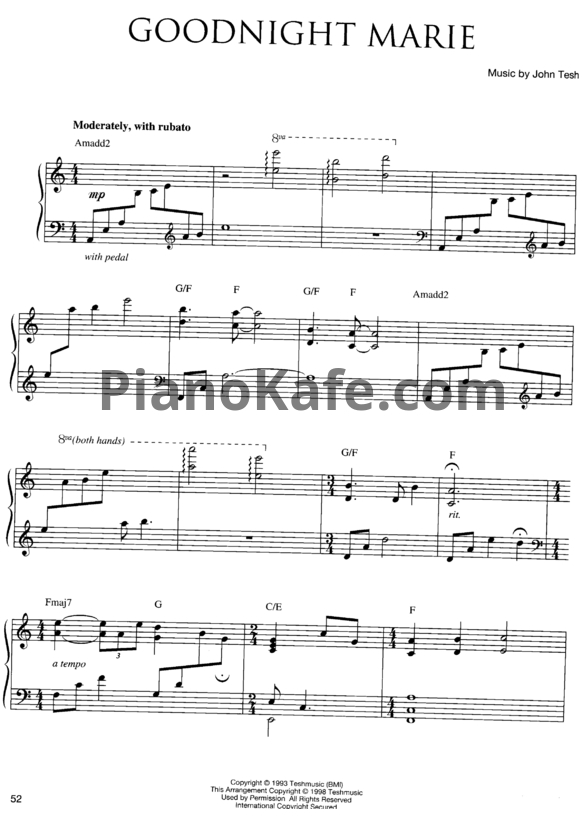 Ноты John Tesh - Goodnight Marie - PianoKafe.com
