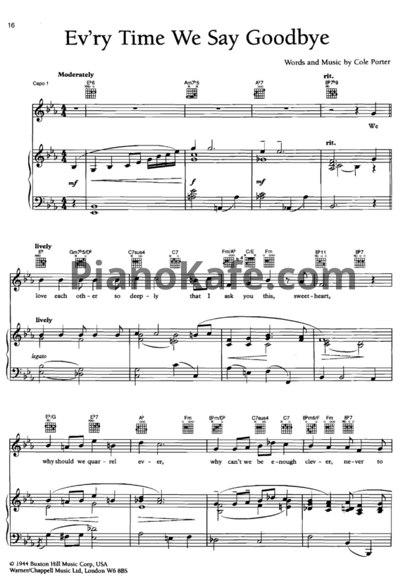 Ноты Ella Fitzgerald - Ev'ry time we say goodbye - PianoKafe.com